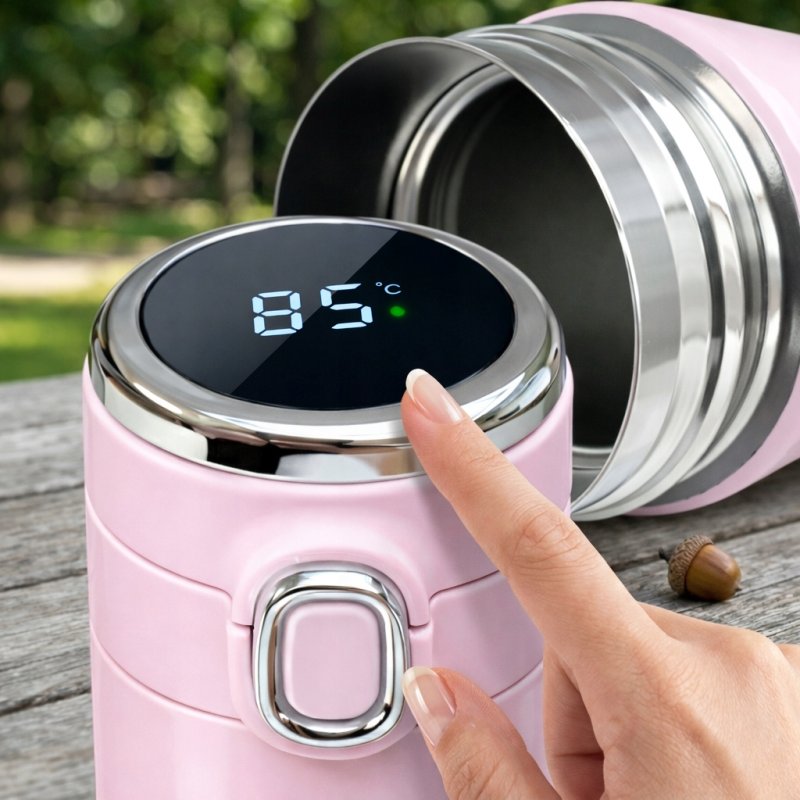 Kubek termiczny termos do kawy herbaty ustnik 400ml wyświetlacz LCD