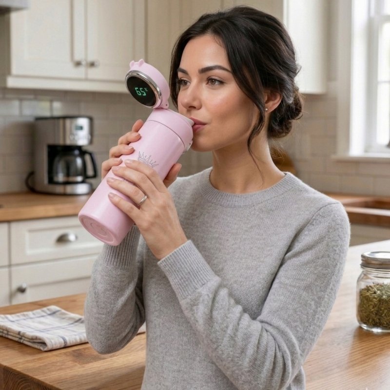 Kubek termiczny termos do kawy herbaty ustnik 400ml wyświetlacz LCD