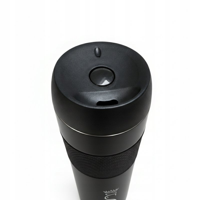 Kubek termiczny termos turystyczny próżniowy szczelny stalowy 450 ml czarny