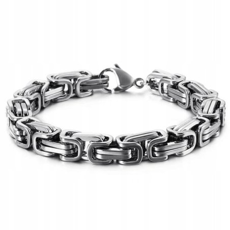 Srebrna bransoletka splot bizantyjski królewski 8 mm 19 cm stal szlachetna 316L