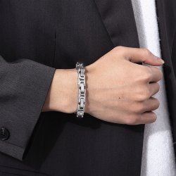 Srebrna bransoletka splot bizantyjski królewski 8 mm 19 cm stal szlachetna 316L