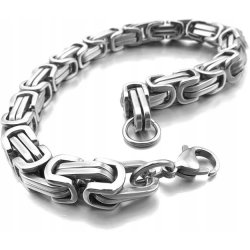 Srebrna bransoletka splot bizantyjski królewski 8 mm 21 cm stal szlachetna 316L