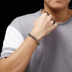 Srebrna bransoletka splot bizantyjski królewski 8 mm 21 cm stal szlachetna 316L