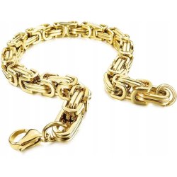 Bransoletka splot bizantyjski królewski pozłacana 8 mm 19 cm stal 316L