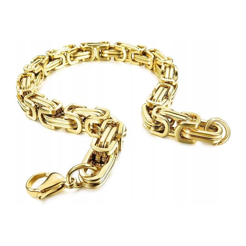 Bransoletka splot bizantyjski królewski pozłacana 8 mm 19 cm stal 316L