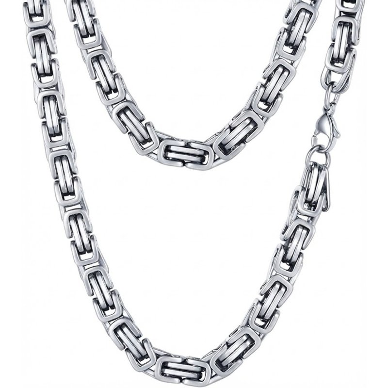 Srebrny naszyjnik pancerka splot bizantyjski królewski 8 mm 50 cm stal 316L