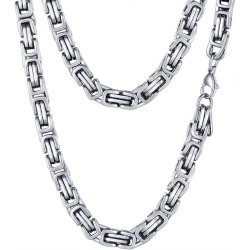 Srebrny naszyjnik pancerka splot bizantyjski królewski 8 mm 60 cm stal 316L