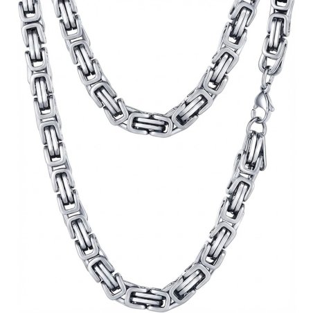 Srebrny naszyjnik pancerka splot bizantyjski królewski 8 mm 55 cm stal 316L