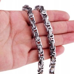 Srebrny naszyjnik pancerka splot bizantyjski królewski 8 mm 55 cm stal 316L