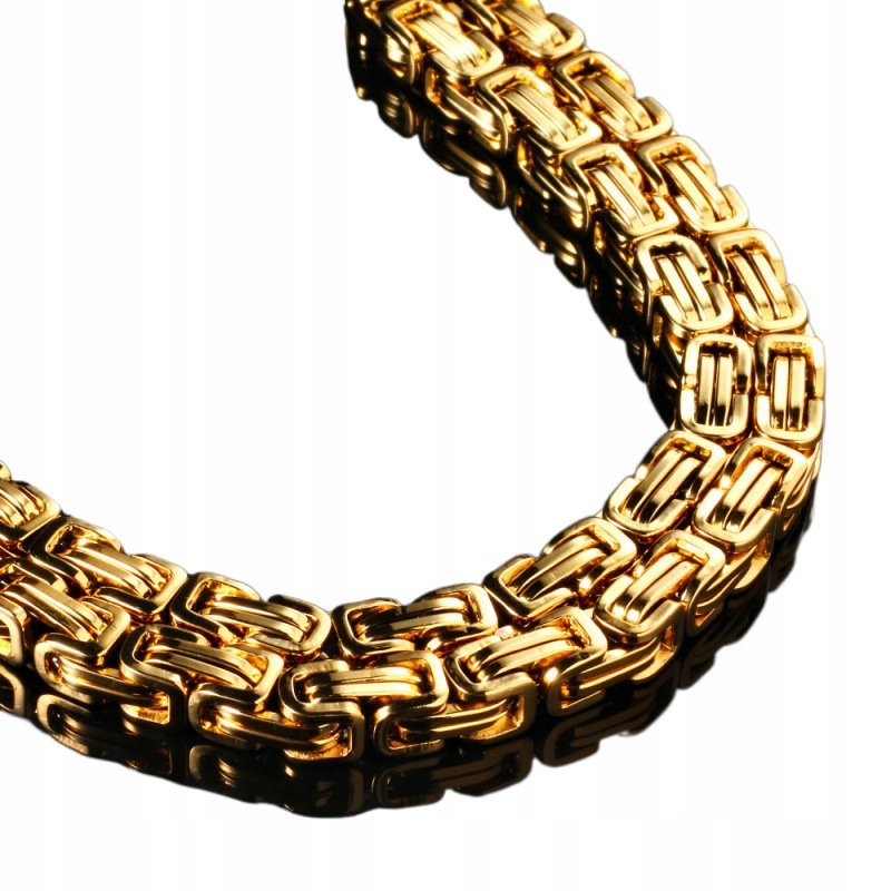 Naszyjnik pancerka splot bizantyjski królewski pozłacany 8 mm 50 cm 316L