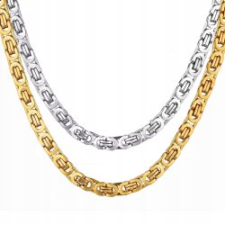 Naszyjnik pancerka splot bizantyjski królewski pozłacany 8 mm 50 cm 316L