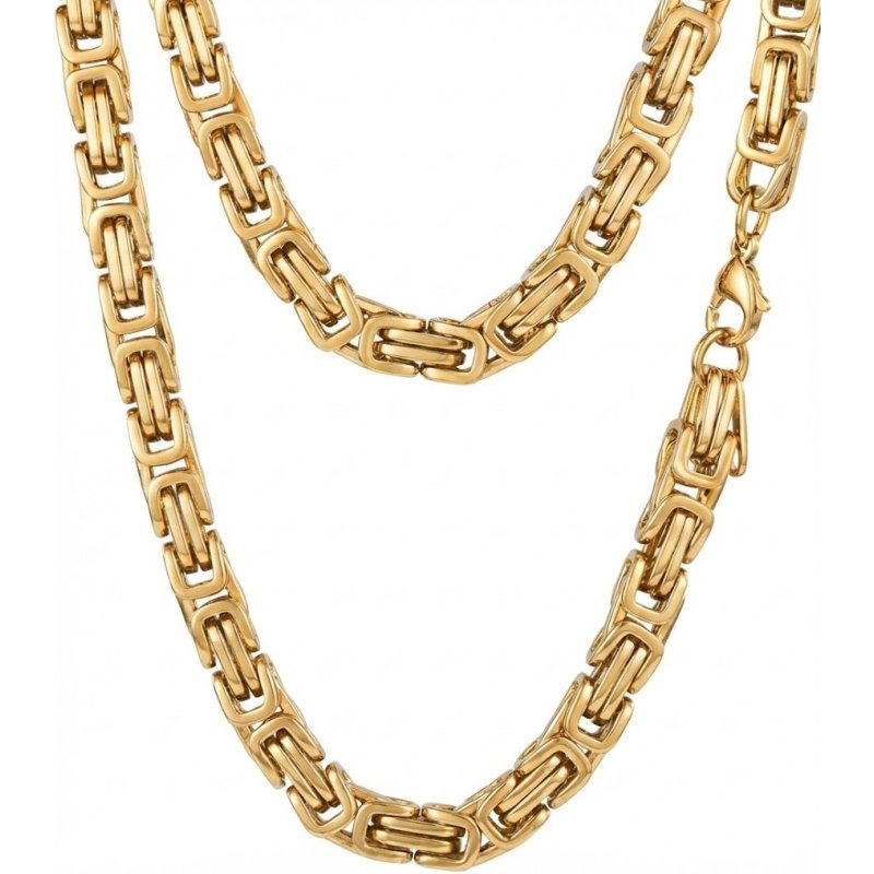 Naszyjnik pancerka splot bizantyjski królewski pozłacany 8 mm 60 cm 316L