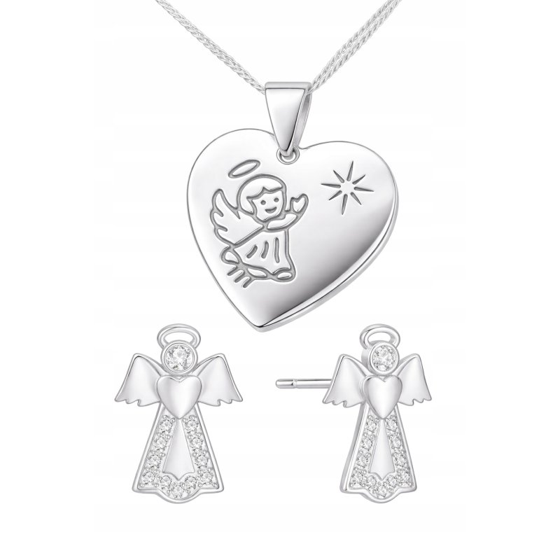 copy of Komplet biżuterii srebrnej aniołek serce na komunię chrzest srebro 925