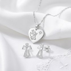 copy of Komplet biżuterii srebrnej aniołek serce na komunię chrzest srebro 925