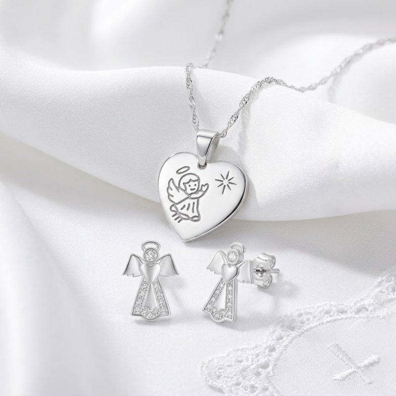 copy of Komplet biżuterii srebrnej aniołek serce na komunię chrzest srebro 925