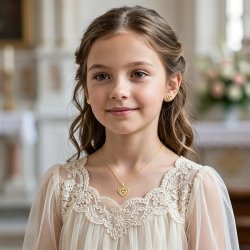 Komplet biżuterii srebrnej pozłacanej serce na komunię chrzest srebro 925