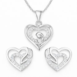 Komplet biżuterii srebrnej serce na komunię chrzest srebro 925