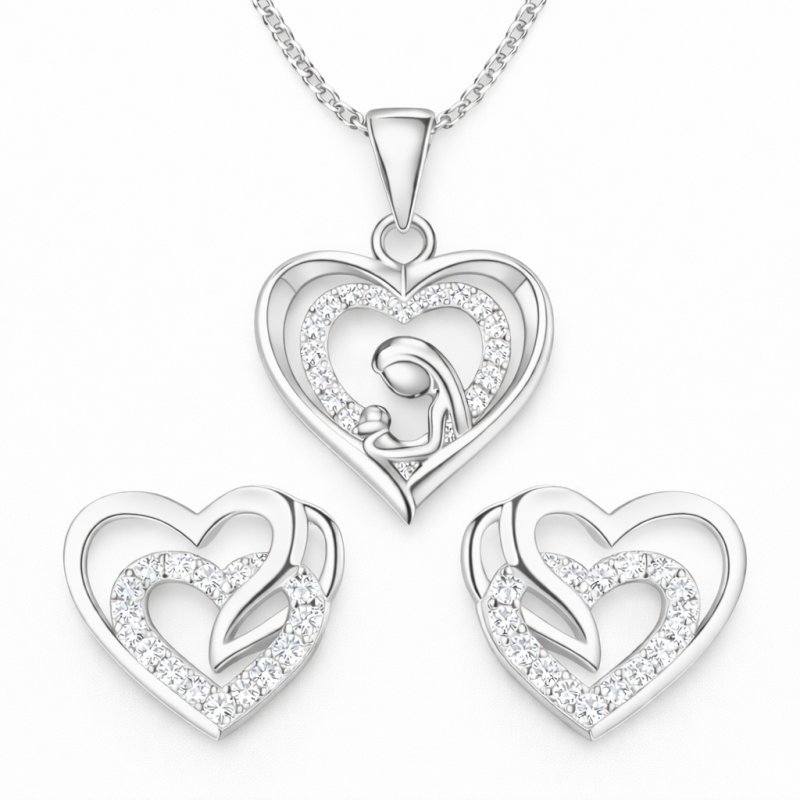 Komplet biżuterii srebrnej serce na komunię chrzest srebro 925