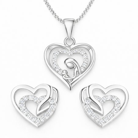 Komplet biżuterii srebrnej serce na komunię chrzest srebro 925