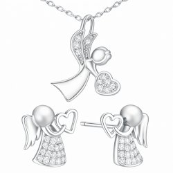 Komplet biżuterii srebrnej aniołek na komunię chrzest srebro 925