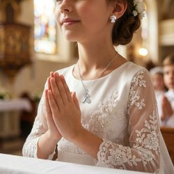 Komplet biżuterii srebrnej aniołek na komunię chrzest srebro 925