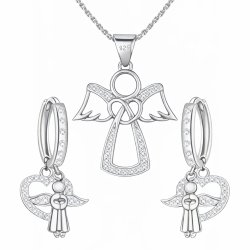 Komplet biżuterii srebrnej aniołki na komunię chrzest srebro 925