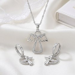 Komplet biżuterii srebrnej aniołki na komunię chrzest srebro 925