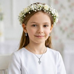 Komplet biżuterii srebrnej aniołki na komunię chrzest srebro 925