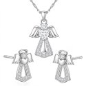 Komplet biżuterii srebrnej aniołek na komunię chrzest srebro 925
