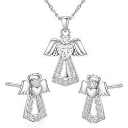 Komplet biżuterii srebrnej aniołek na komunię chrzest srebro 925