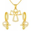 Komplet biżuterii srebrnej pozłacanej aniołki na komunię chrzest srebro 925