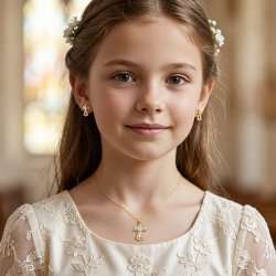 Komplet biżuterii srebrnej pozłacanej aniołki na komunię chrzest srebro 925