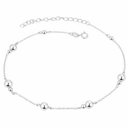 Bransoletka srebrna kulki na nogę kostkę stopę