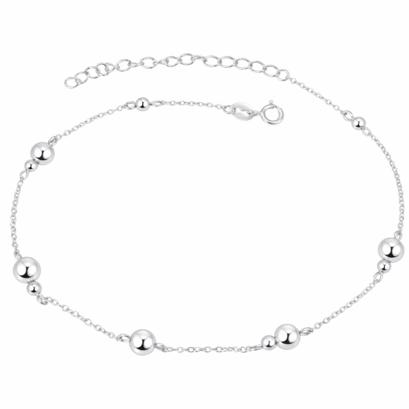 Bransoletka srebrna kulki na nogę kostkę stopę