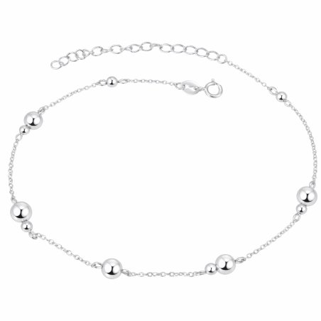 Bransoletka srebrna kulki na nogę kostkę stopę