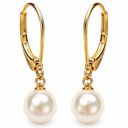 Srebrne kolczyki perły wiszące angielskie pozłacane srebro 925