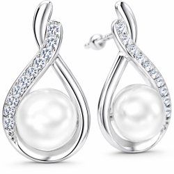 Kolczyki srebrne perła sztyft wkrętki srebro 925