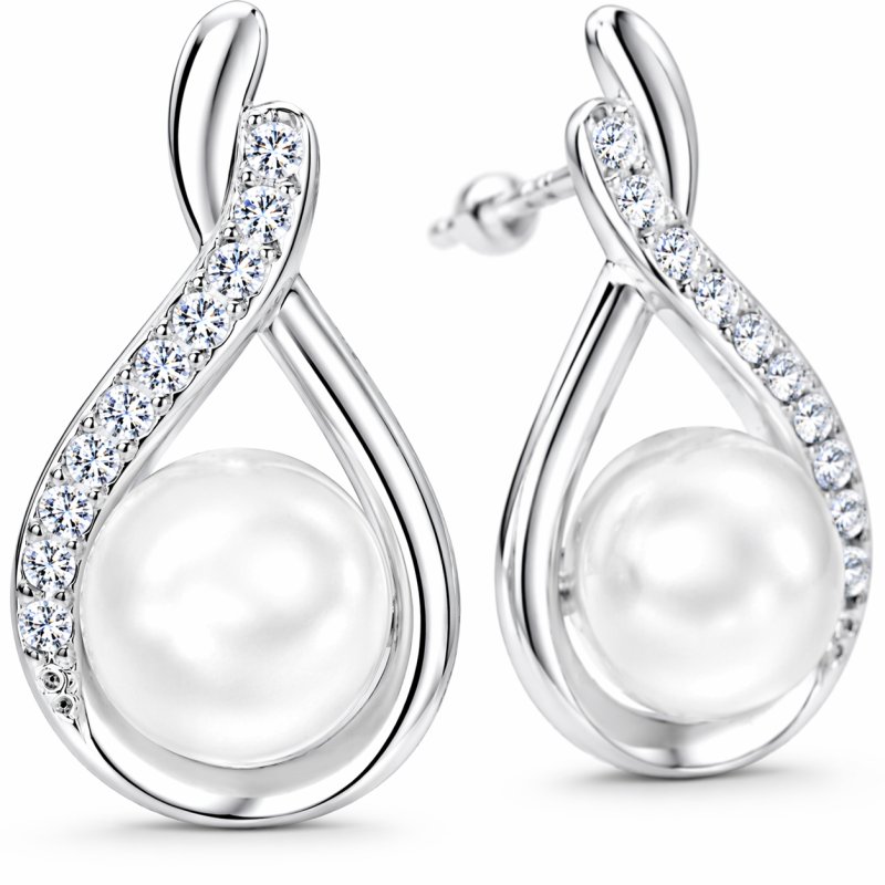 Kolczyki srebrne perła sztyft wkrętki srebro 925