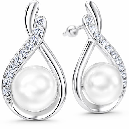 Kolczyki srebrne perła sztyft wkrętki srebro 925