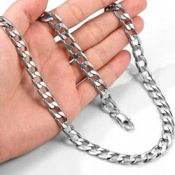 Łańcuszek męski srebrny łańcuch pancerka 8 mm 55 cm diamentowany 316L