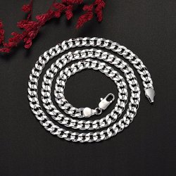 Łańcuszek męski srebrny łańcuch pancerka 8 mm 55 cm diamentowany 316L