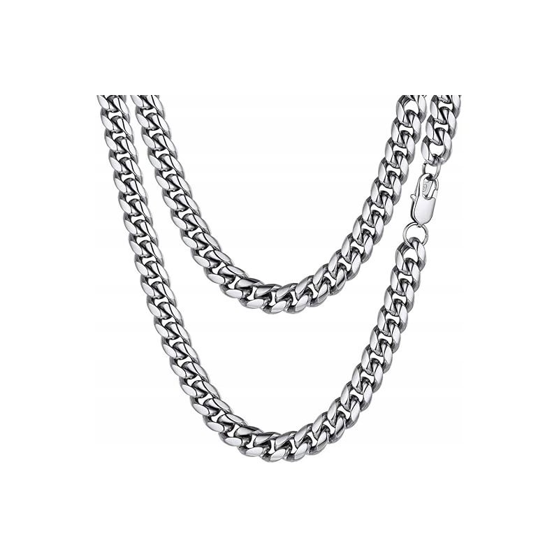 Łańcuszek męski srebrny łańcuch pancerka 10 mm 50 cm diamentowany 316L