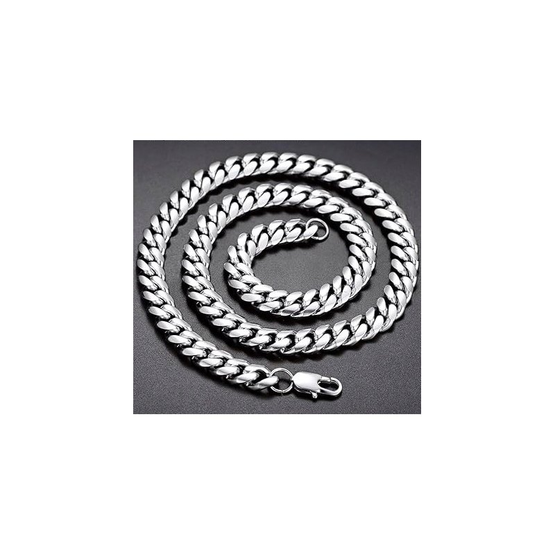 Łańcuszek męski srebrny łańcuch pancerka 10 mm 50 cm diamentowany 316L