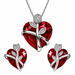 Srebrny komplet biżuterii swarovski serce róża srebro 925