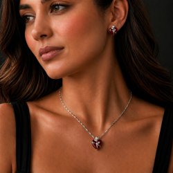 Srebrny komplet biżuterii swarovski serce róża srebro 925