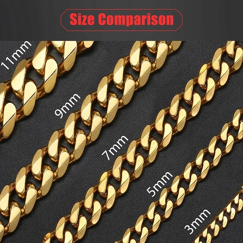 Łańcuszek męski łańcuch pancerka pozłacana 10 mm 50 cm diamentowany 316L