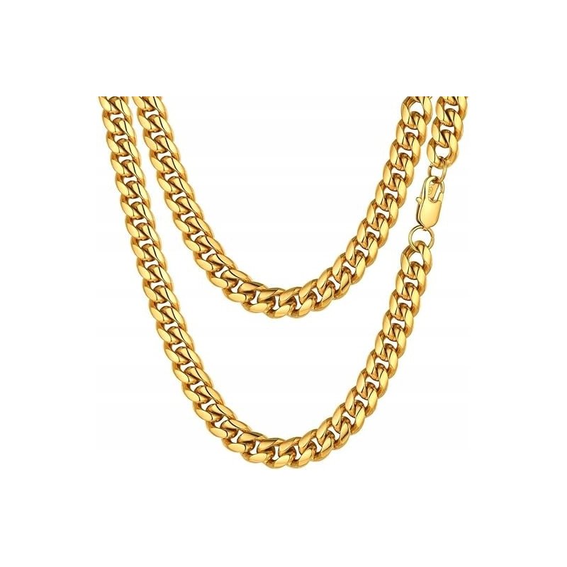Łańcuszek męski łańcuch pancerka pozłacana 10 mm 55 cm diamentowany 316L