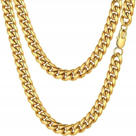 Łańcuszek męski łańcuch pancerka pozłacana 10 mm 55 cm diamentowany 316L