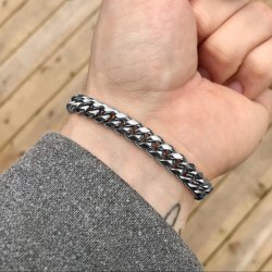 Srebrna bransoletka męska pancerka stal chirurgiczna 316L 6 mm 23 cm
