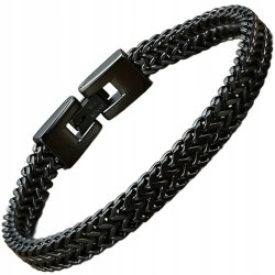 Bransoletka męska na rękę stal szlachetna chirurgiczna czarna 21 cm